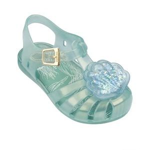 Mini Melissa Gel Teal Sparkle Glitter Seashell Mermaid Sandals size 8